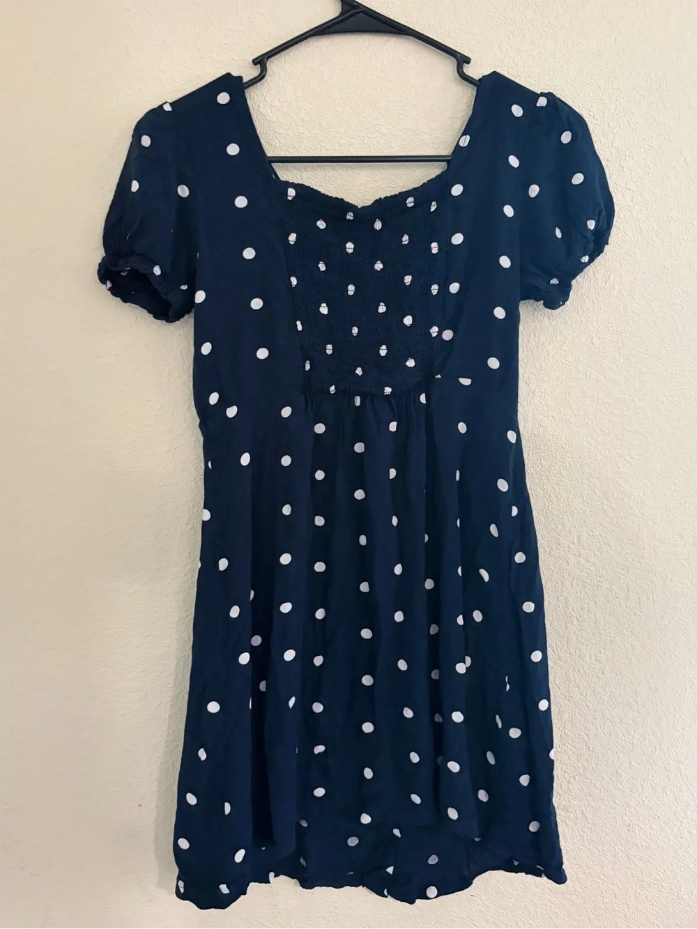 Old Navy Navy and White Polka Dot Button-Front Mini Dress